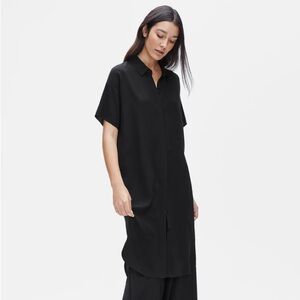 Eileen Fisher Black Silk Shirt Dress